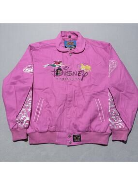 Vintage Disney Princess Daytona 500 JH Design Racing Jacket Pink NASCAR - Large